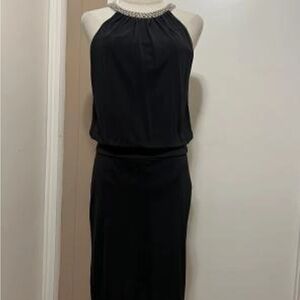 White House Black Market Black Strapless Dress with Beaded Neckline